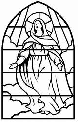Coloring Mary Virgin Blessed Glass Book Stained Print Printout Instructions Then Color sketch template