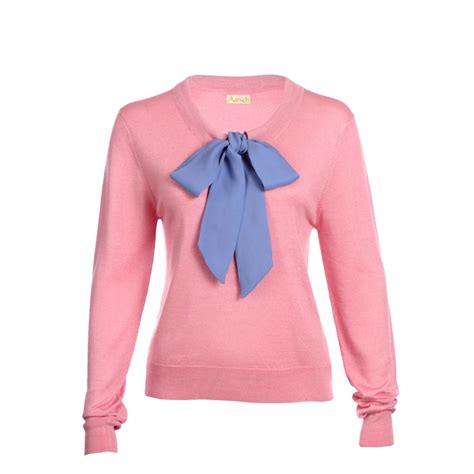 Pink Pussy Bow Sweater In Silk And Cashmere Asneh