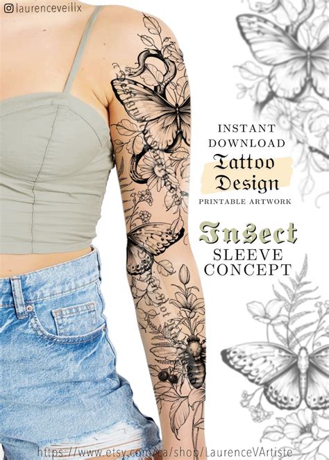 Sleeve Tattoo Design For Women Tattoo Drawing Stencil Outline Ready To