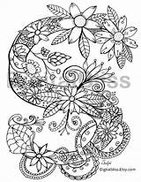 Coloring Monogram Pages Adult Floral Instant Colouring Getcolorings Kids Getdrawings Activity Craft sketch template