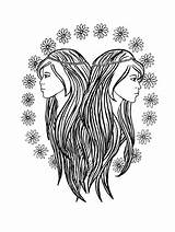 Gemini Zodiac Zwillinge sketch template