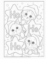 Coloring Kitten Christmas Pages Cat Kitty Colouring Kids Sheets Choose Board Print sketch template
