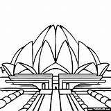Temple India Coloring Lotus Pages Delhi Clipart Famous Places Landmarks Gate Sketch Cliparts Painting Color Thecolor Template Gif Library sketch template