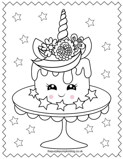 unicorn cake coloring page amethystzikora