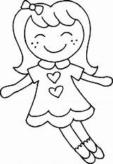 Coloring Cute Dolly Clip Doll Clipart Sweetclipart sketch template
