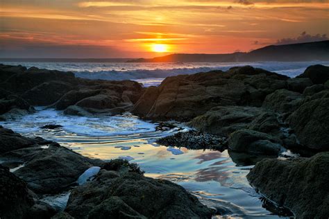 rockpool sunset cornwall guide images