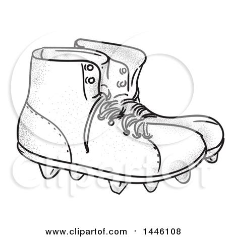 clipart   sketched styled pair  vintage american football boots