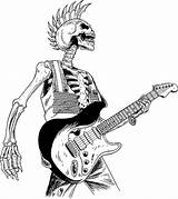 Rock Punk Skeleton Skull Roll Guitar Metal Heavy Dead Hard Thrash Clip Electric Grateful sketch template
