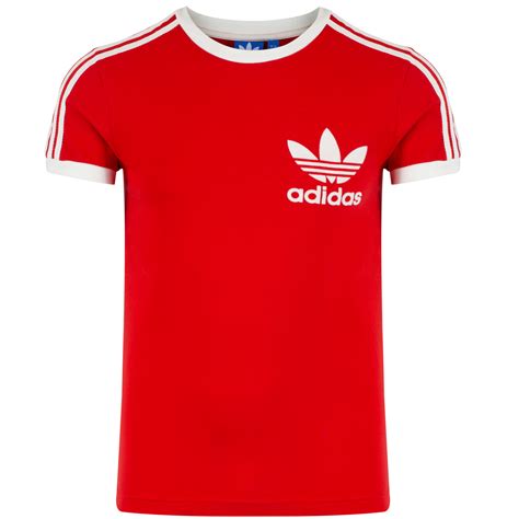 adidas originals mens trefoil logo  stripe  shirt retro tee top red  grade ebay