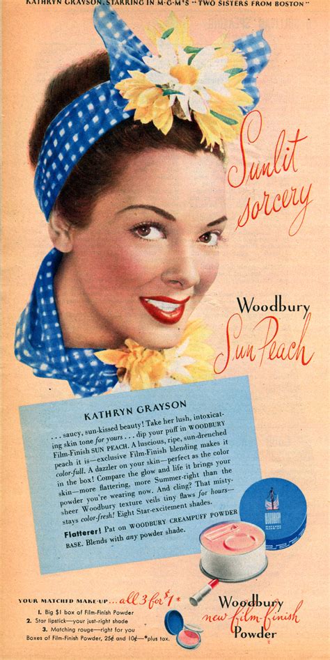 ad advertisement  kathryn grayson wearing  blue bandana  summer ish flowers