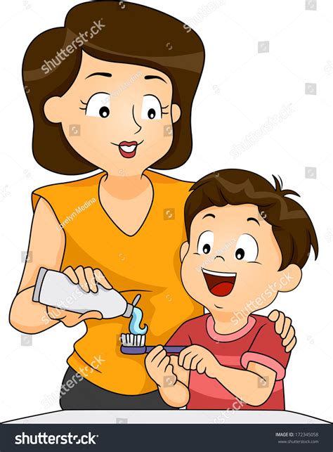 illustration mother teaching her son how stock vector