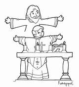 Priest Dibujo Eucaristía Liturgical Misa Catequesis Religiosa Cruciverba Catechismo Sacramentos Sacerdotes Eucharystia sketch template