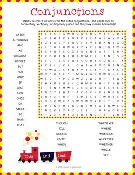 conjunctions word search puzzle early finishers activities