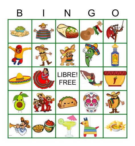 cinco de mayo bingo bingo card