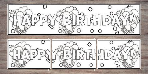 colouring birthday banner twinkl party teacher