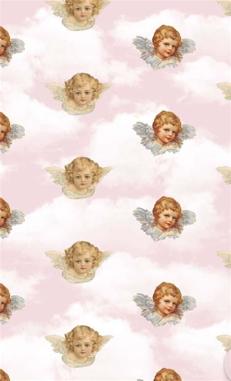 download aesthetic angel collage on pink wallpaper