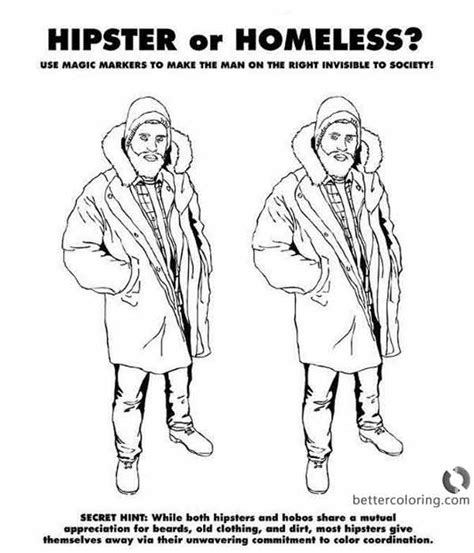 hipster coloring pages hipster  homeless  printable coloring pages