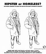 Hipster Coloring Pages Homeless Adults Kids Printable Color sketch template