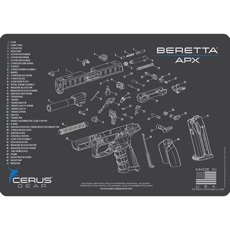 beretta apx parts diagram handgun cleaning mat cerus gear
