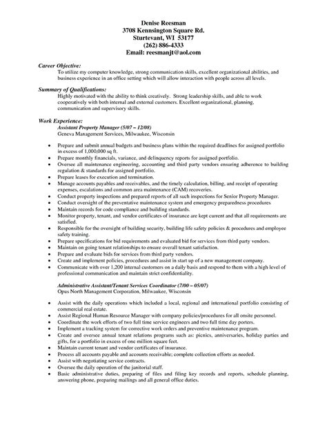 commercial property manager resume