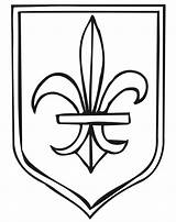 Lis Fleur Coat Arms Coloring Medieval Pages Shield sketch template