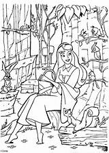 Coloring Sleeping Beauty Pages Disney Forest Animal Princess sketch template