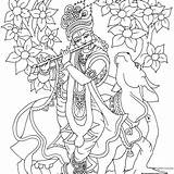 Krishna Coloring Pages Drawing Lord Painting Outline Google Getcolorings Drawings Radhe Paintings Sketches Mural sketch template