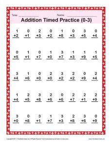 addition timed   math worksheets