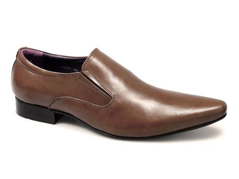 Gucinari Mens Leather Pointed Slip On Shoes Tan Brown Buy At Shuperb
