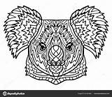 Totem Kleurplaat Dierentuin Volwassenen Tribal Koala Kleurplaten Zoo Hoofd Dierlijke Tattoo Gezeichnetes Lokalisiert Linie Doodle Etnische Afrikaanse Antistress Volwassen Sjabloon sketch template