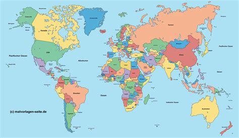 weltkarte landkarte aller staaten der welt politische karte