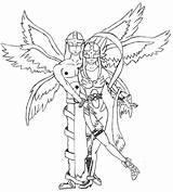 Angemon Digimon Angewomon sketch template