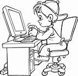 Computer Coloring Pages Boy Kids sketch template