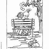 Lovers Coloring Draw Bench Cute Step People sketch template