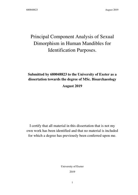 Pdf Principal Component Analysis Of Sexual Dimorphism In Human
