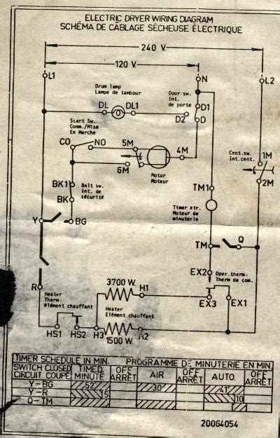 frigidaire dryer timer wiring diagram