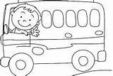 Driver Bus Coloring Pages Wearing Hat sketch template