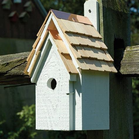 white bluebird cottage bird house