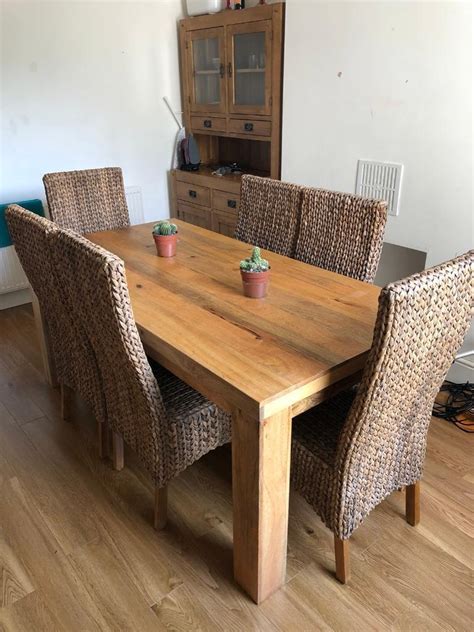 solid mango wood dining table  chairs oak furniture land