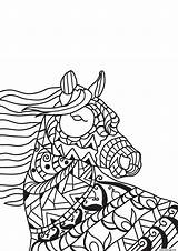 Cheval Zentangle Coloring Kleurplaat Adulte Mozaiek Paarden Paard Colorare Horses Vento Cavallo Viento Caballo Mosaik Pferden Głowa Konia Konie Kolorowanka sketch template