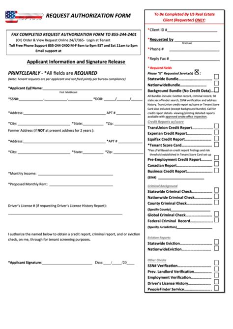 Request Authorization Form Printable Pdf Download