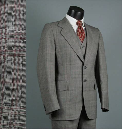 vintage mens suit  grey plaid mid weight classic mens