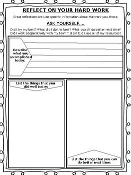 student  reflection sheets tpt