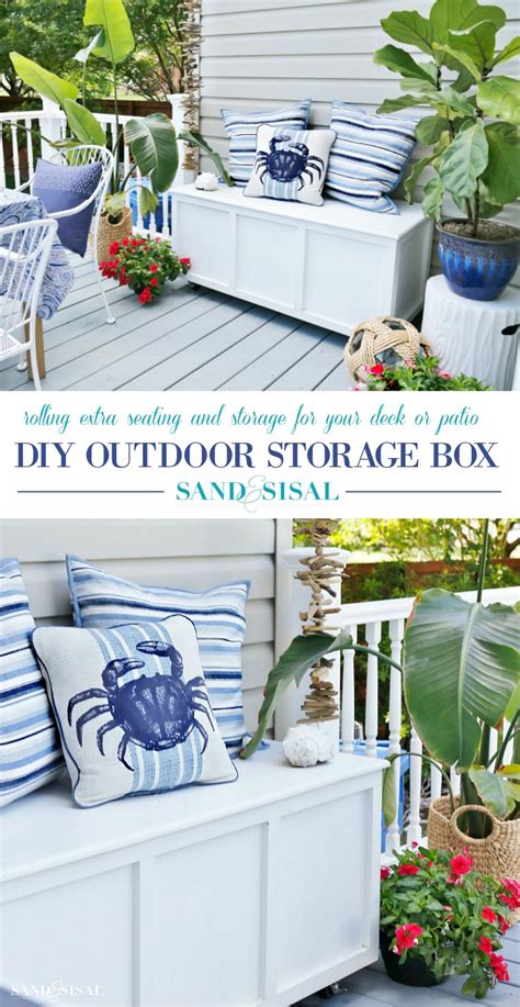 diy outdoor storage box bench sand  sisal