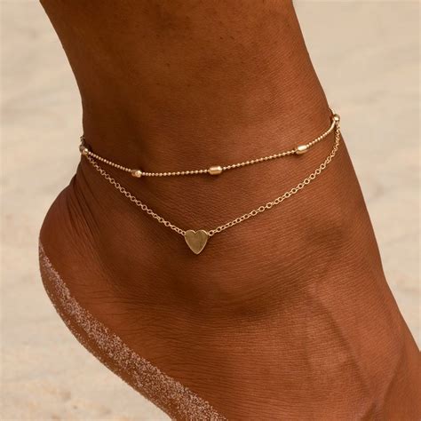 enkelbandje set hartje goud ankle jewelry foot jewelry anklets boho