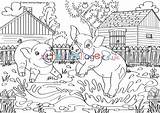 Pigs Colouring Scene Pages Pig Mud Village Activity Explore sketch template