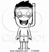 Coloring Boy Snorkel Cartoon Clipart Gear Summer Happy Wearing Thoman Cory Outlined Vector Pages sketch template