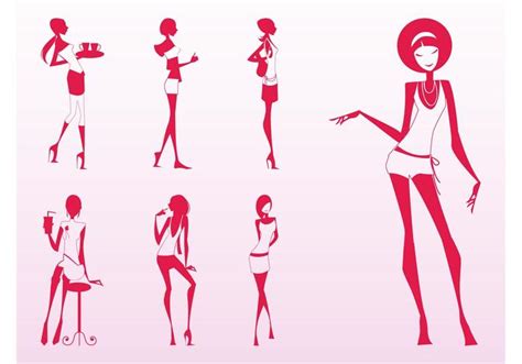glamour girls silhouettes download free vector art