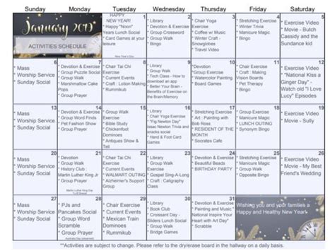 Its Here January Activity Calendar For Seniors