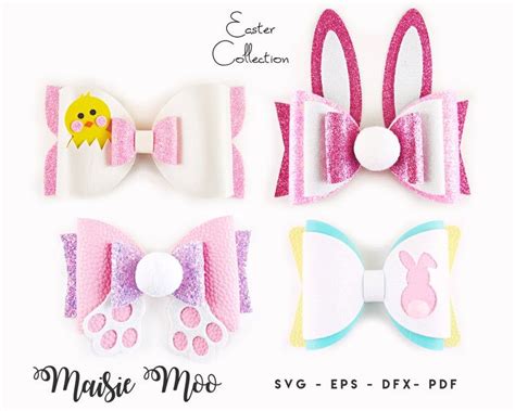 easter bow svg template bunny bow svg rabbit bow  easter etsy